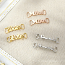 Shangjie OEM Custom Shoelaces en acier inoxydable lettre anglaise boucle boucle metal mecle boucle